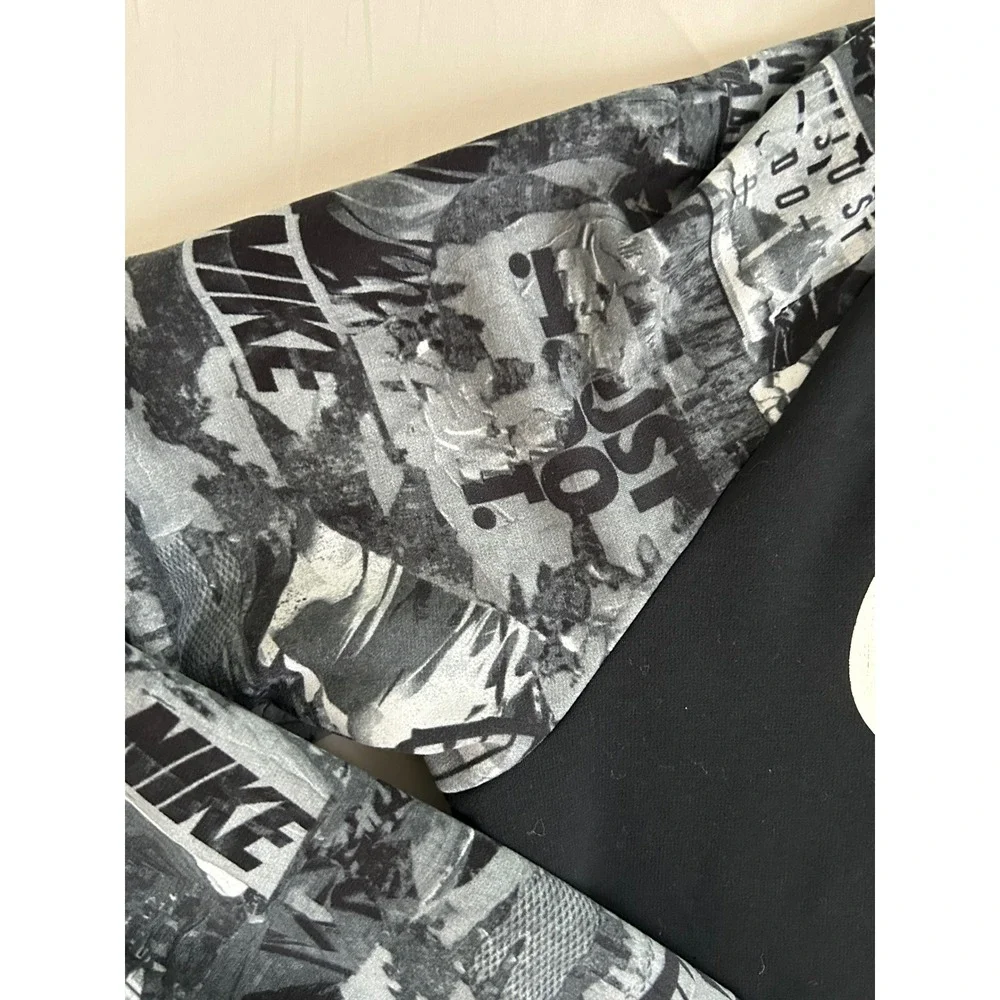 Nike Dri-FIT Hoodie Mens Medium Black Gray Graphic Sleeve Swoosh Pullover